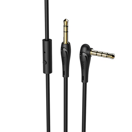 Аудиокабель HOCO UPA15 AUX с микрофоном Jack 3,5 (m) - Jack 3,5 (m), 1 м, черный фото