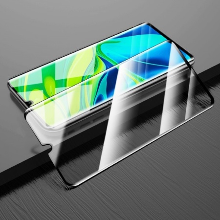 Защитное стекло для Xiaomi Mi 10 lite, Full Glue 3D, закругленное под экран, прозрачный+черная рамка фото