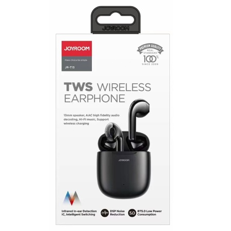 Беспроводные наушники TWS JOYROOM JR-T13 TWS, Bluetooth, черный фото