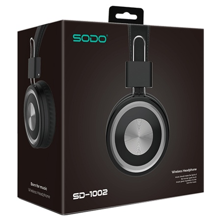 Беспроводные наушники накладные SODO SD-1002, Bluetooth + AUX, черный фото