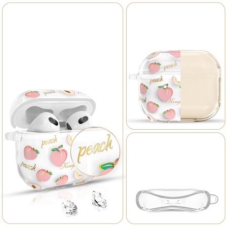Чехол пластиковый Kingxbar со шнурком для Airpods Pro, прозрачный, персики (4) фото