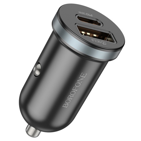Автомобильное зарядное устройство BOROFONE BZ22 Scenery, 1xUSB + 1xUSB-C, 30W, черный фото