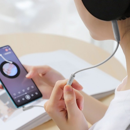 Аудиокабель BOROFONE BL5 AUX с микрофоном Jack 3,5 (m) - Jack 3,5 (m), 1 м, серый фото