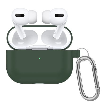 Чехол силиконовый с карабином для Airpods Pro, полуночно-зеленый (6) фото