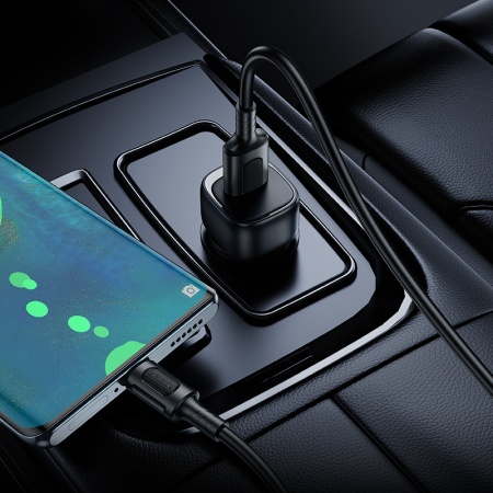 Автомобильное зарядное устройство BOROFONE BZ34 Cloud, 1xUSB с Кабелем USB - Type-C, 18W, черный фото