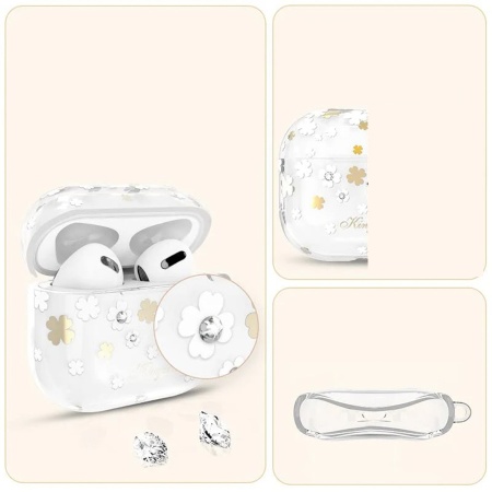 Чехол пластиковый Kingxbar со шнурком для Airpods Pro, прозрачный, клевер (17) фото