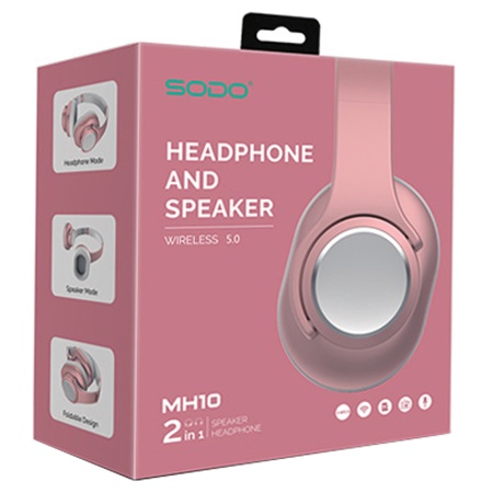 Беспроводные наушники/колонка SODO MH10, Bluetooth + AUX, розовое золото фото