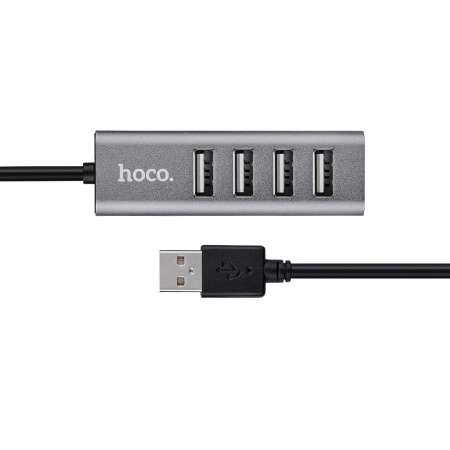 USB HUB разветвитель HOCO HB1 4 в 1 USB2.0 (m) - 4xUSB2.0 (f), 80 см, тусклый фото