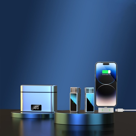 Микрофон петличный беспроводной JMARY MW-15 Lightning, Bluetooth, серый металлик фото