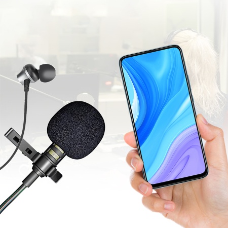 Микрофон петличный проводной JMARY MC-R5, Jack 3.5mm, 3 м, черный фото