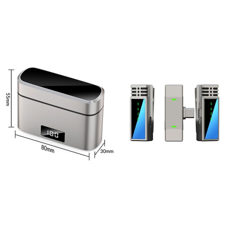 Микрофон петличный беспроводной JMARY MW-15 Type-C, Bluetooth, серый металлик фото