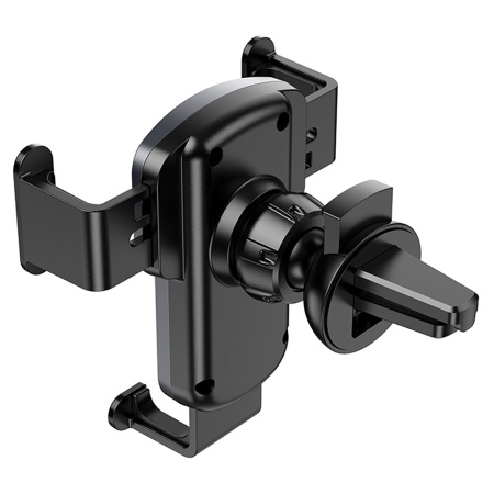 Автомобильный держатель HOCO CA103 Vertical & horizontal, зажимной, на воздуховод, черный+серый металлик фото
