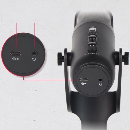 Микрофон универсальный кардиоидный JMARY MC-PW9 RGB, USB/Type-C+Jack 3.5 mm, 1.8 м, черный фото