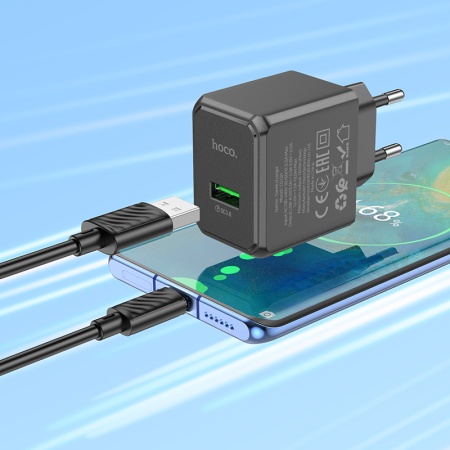 Сетевое зарядное устройство HOCO CS12A Ocean 1xUSB, 18W, черный фото