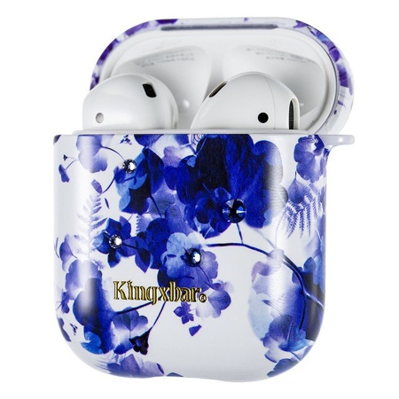 Чехол пластиковый Kingxbar со шнурком для Airpods 2, белый, орхидеи (24) фото