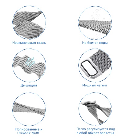 Ремешок миланcкий из нержавеющей стали Great Case Milanese Loop для Apple Watch 38/40/41 мм, 235мм, на магните, бирюзовый (20) фото