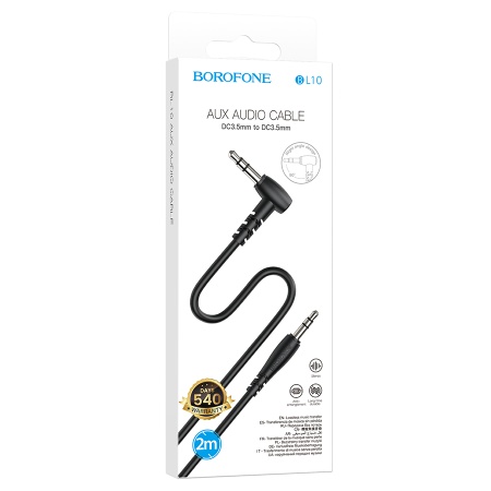 Аудиокабель BOROFONE BL10 AUX Jack 3,5 (m) - Jack 3,5 (m), 2 м, черный фото