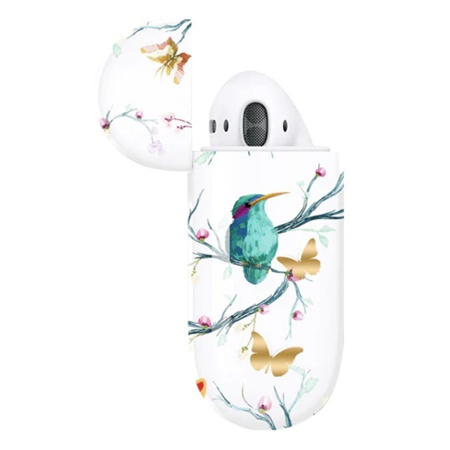 Чехол пластиковый Kingxbar со шнурком для Airpods 2, прозрачный, птицы (12) фото