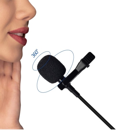 Микрофон петличный проводной CANDC DC-C10DM двойной, Lightning, черный фото