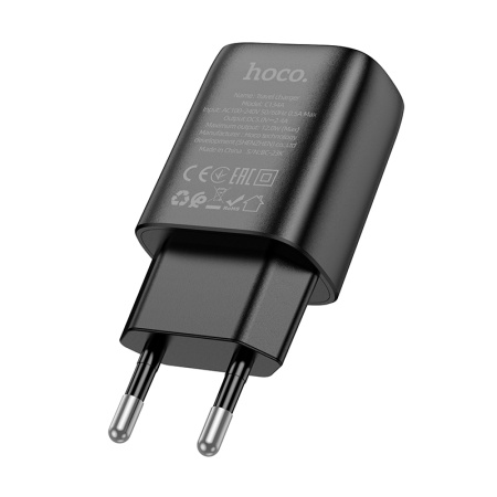 Сетевое зарядное устройство HOCO C134A Solid 1xUSB, 2.4A, черный фото