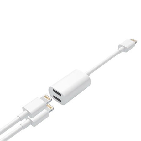 Переходник/Адаптер  MA015 2 в 1 Lightning (m) - Dual Lightning (f), 11 см, белый фото