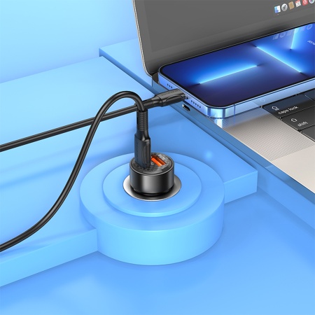 Автомобильное зарядное устройство BOROFONE BZ20 Smart, 1xUSB + 1xUSB-C, 38W, черный фото