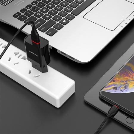 Сетевое зарядное устройство BOROFONE BA20A Sharp 1xUSB, 2A, черный фото