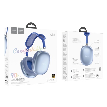 Беспроводные наушники накладные HOCO W55 Pleasing, Bluetooth, синий фото