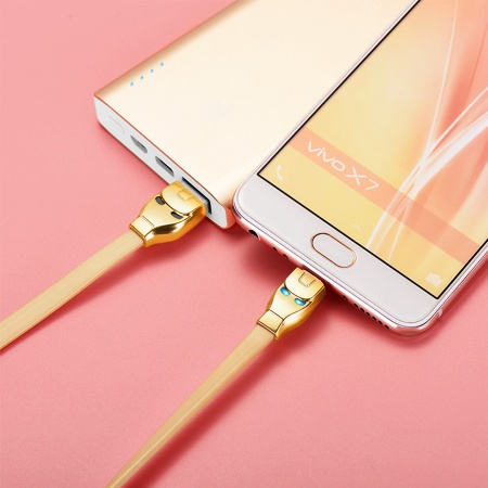 Кабель USB HOCO U14 Steel man USB - MicroUSB, 2.4А, 1.2 м, золотой фото