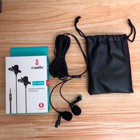 Микрофон петличный проводной CANDC DC-C6DM двойной, Jack 3.5mm, черный фото