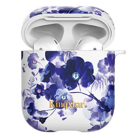 Чехол пластиковый Kingxbar со шнурком для Airpods 2, белый, орхидеи (24) фото