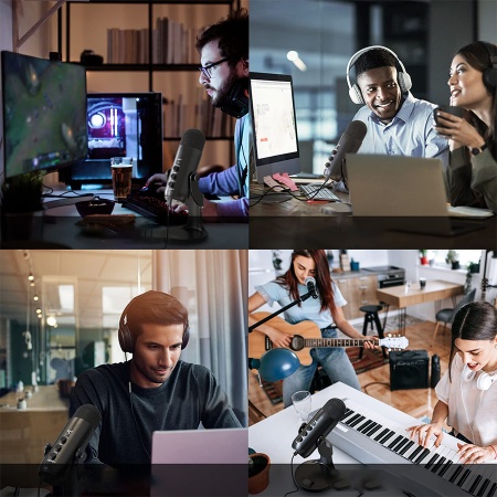 Микрофон универсальный кардиоидный JMARY MC-PW8, USB/Type-C+Jack 3.5 mm, 1.8 м, черный фото