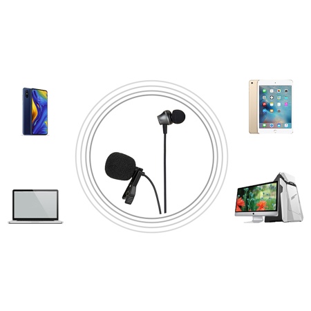 Микрофон петличный проводной JMARY MC-R6, Type-C, 3 м, черный фото