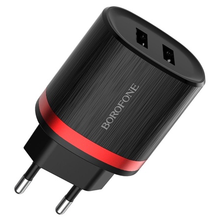 Сетевое зарядное устройство BOROFONE BA7A FlashPlug 2xUSB, 2.4A, черный фото