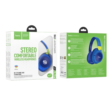 Беспроводные наушники накладные HOCO W43 Adventure, Bluetooth, синий фото