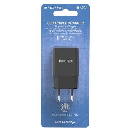 Сетевое зарядное устройство BOROFONE BA20A Sharp 1xUSB, 2A, черный фото