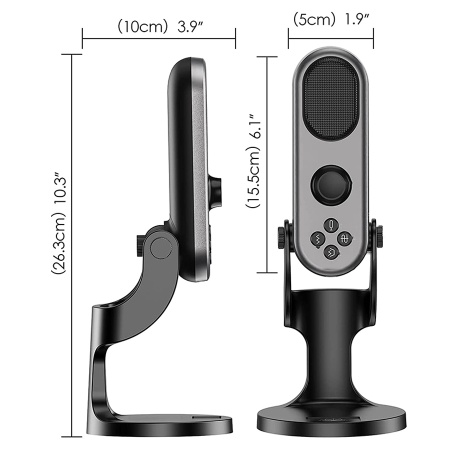 Микрофон универсальный кардиоидный JMARY MC-PW7, Type-C+Lightning+Jack 3.5mm, 1.8 м, черный фото
