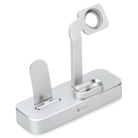 Настольная зарядная станция COTEetCI CS7201-TS BASE 19 3-in-1 для iPhone+Airpods+Apple Watch, серебристый фото