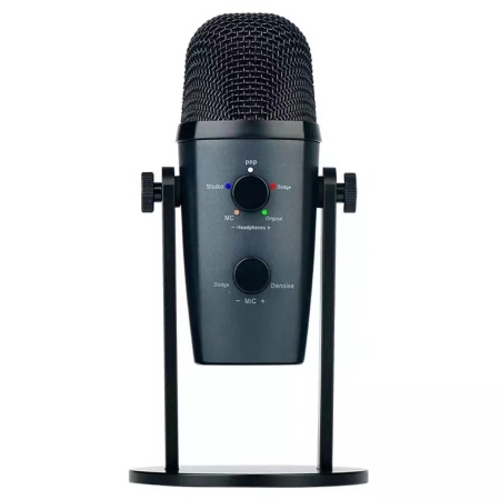 Микрофон универсальный кардиоидный JMARY MC-PW10, Type-C+Bluetooth+AUX, 1.8 м, черный фото