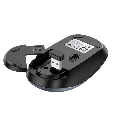 Мышь беспроводная BOROFONE BG13 Winner, Bluetooth, черный+серый металлик
