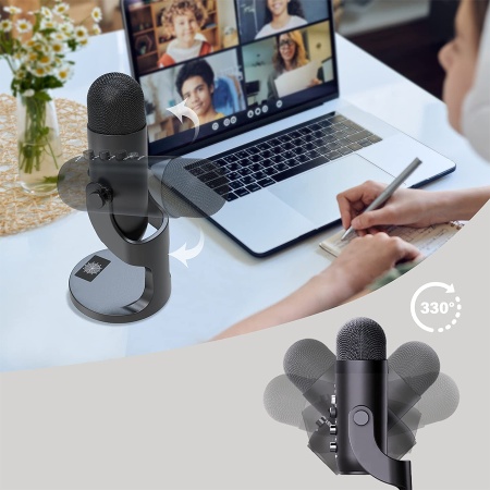 Микрофон универсальный кардиоидный JMARY MC-PW8, USB/Type-C+Jack 3.5 mm, 1.8 м, черный фото