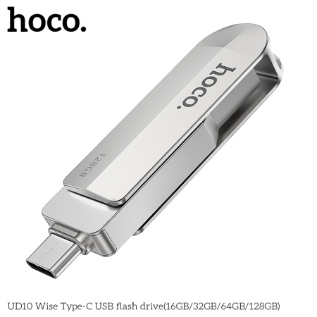 USB флеш-накопитель HOCO UD10 Wise, USB 3.0/Type-C, 32GB, серебристый фото