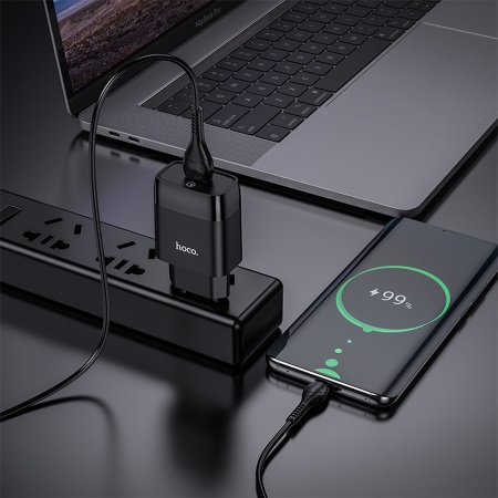 Сетевое зарядное устройство HOCO C72Q Glorious 1xUSB, 3.0A, 18W, черный фото