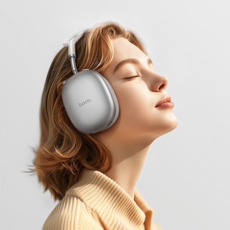 Беспроводные наушники накладные HOCO W55 Plus, Bluetooth, серебристый фото