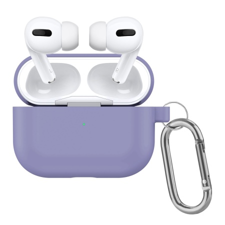 Чехол силиконовый с карабином для Airpods Pro, фиолетовый (8) фото