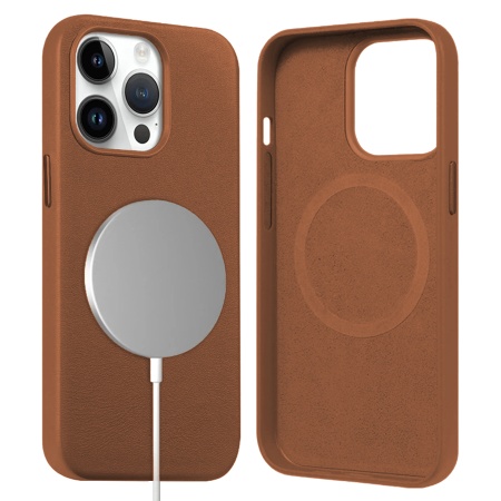 Чехол Leather Case MagSafe для iPhone 12/12 Pro 6.1", коричневый (5) фото