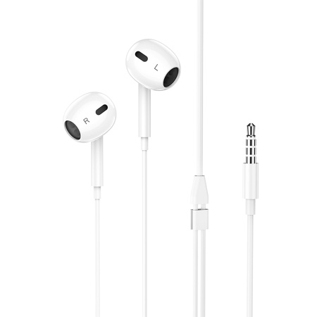 Проводные наушники HOCO M1 Max crystal, Jack 3.5mm, 1.2 м, белый фото