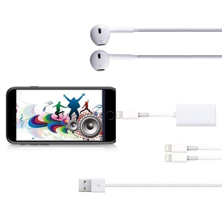 Переходник/Адаптер  MA015 2 в 1 Lightning (m) - Dual Lightning (f), 11 см, белый фото