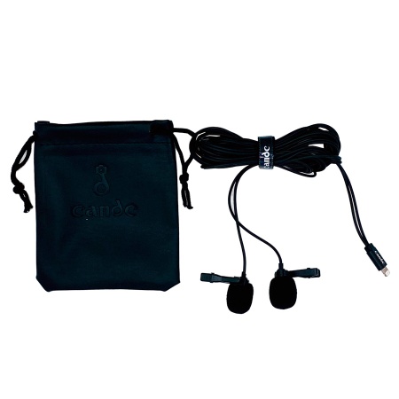 Микрофон петличный проводной CANDC DC-C10DM двойной, Lightning, черный фото