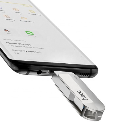 USB флеш-накопитель HOCO UD10 Wise, USB 3.0/Type-C, 64GB, серебристый фото